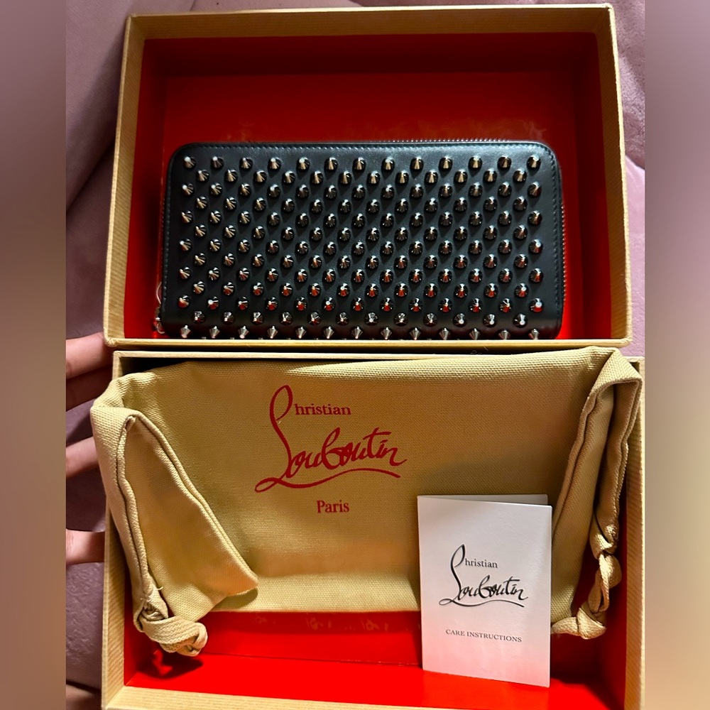 Christian Louboutin's Panettone Wallet - Leather Spikes - Black/Gun Metal